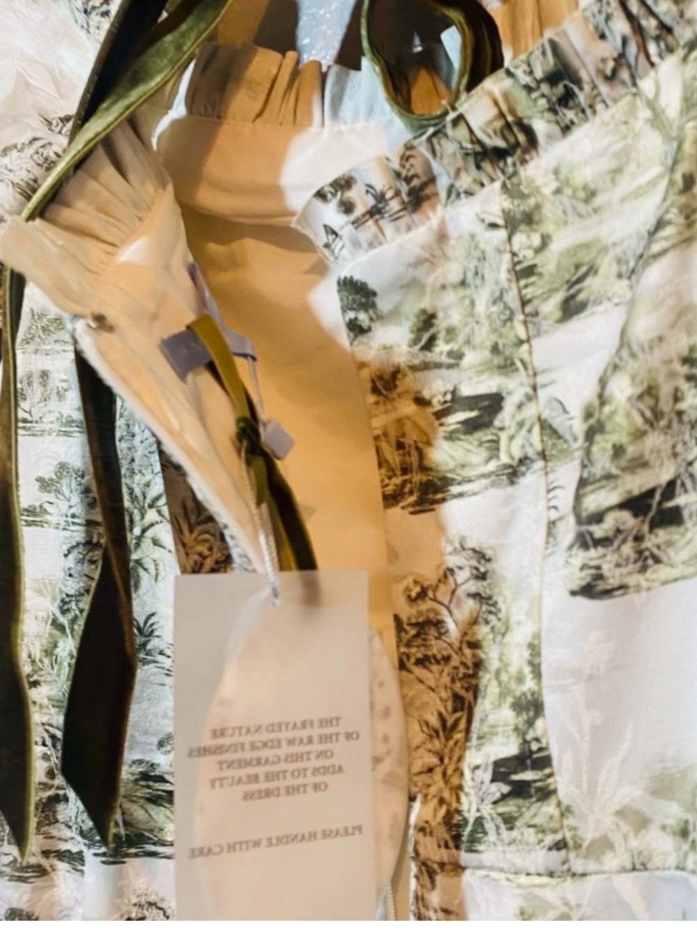 ANTONIO MELANI Sage Floral Puff-Sleeve Maxi Dress with Olive Tie - Picture 5 of 10
